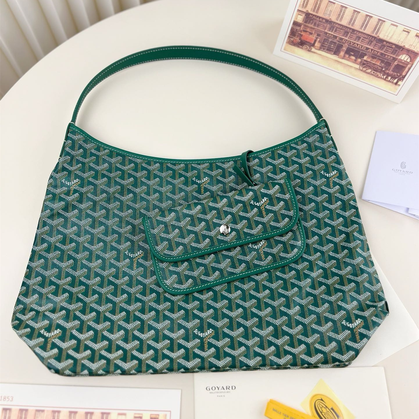 高仿Goyard*Hobo系列BOHEMEU單肩子母手袋綠色免檢版