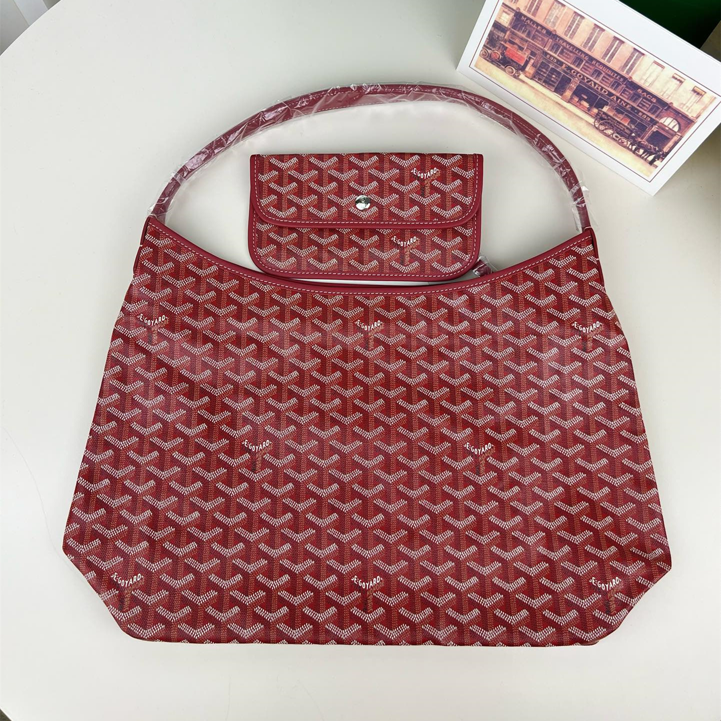 高仿Goyard*Hobo系列BOHEMEA單肩子母手袋紅色免檢版