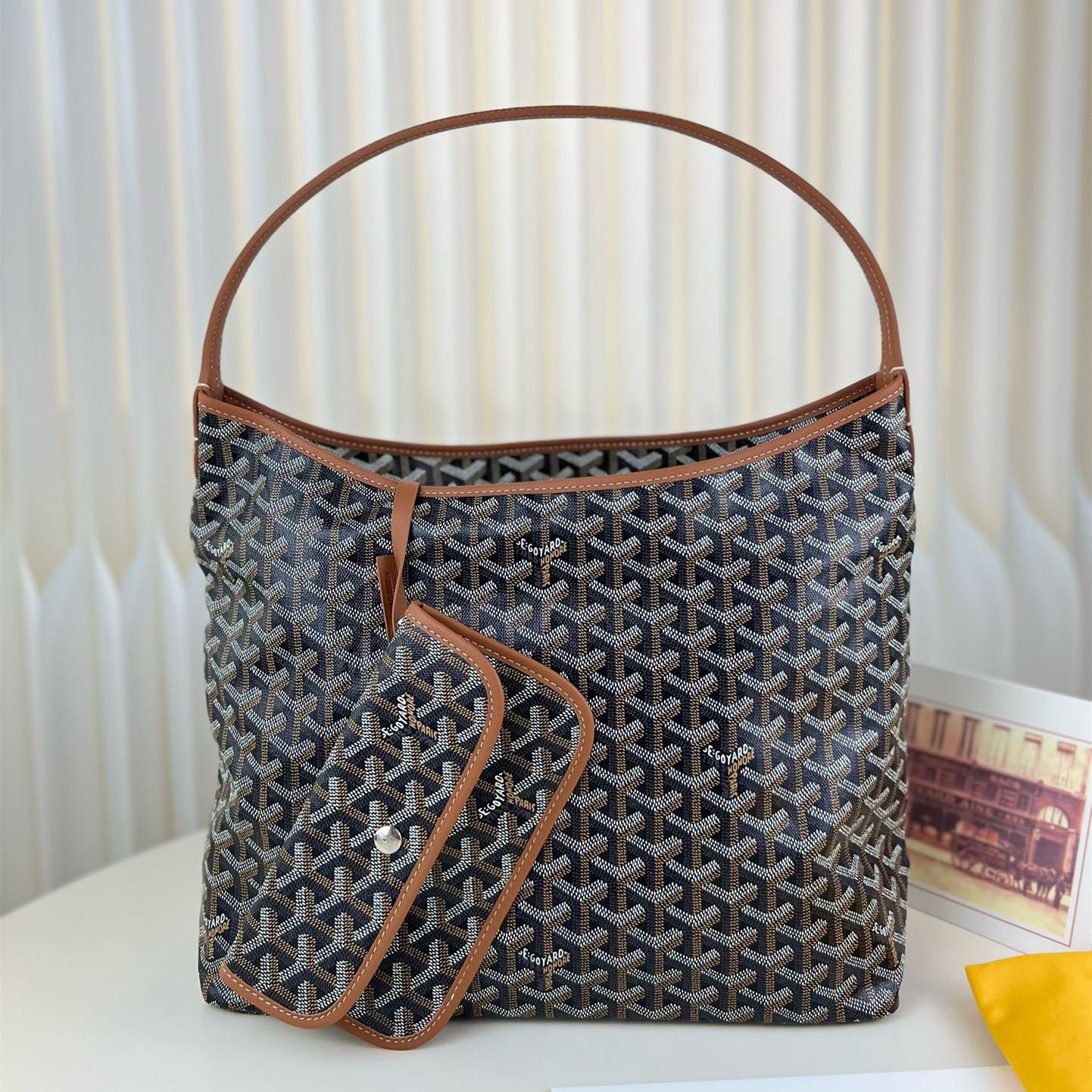 高仿Goyard*Hobo系列BOHEMET單肩子母手袋棕色免檢版