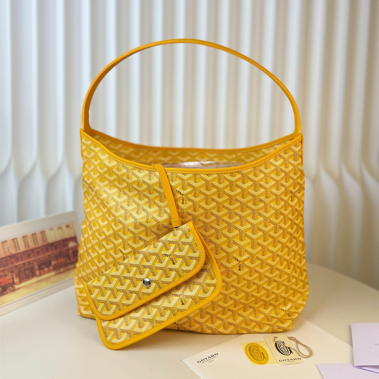 高仿Goyard*Hobo系列BOHEMEQ單肩子母手袋黃色免檢版