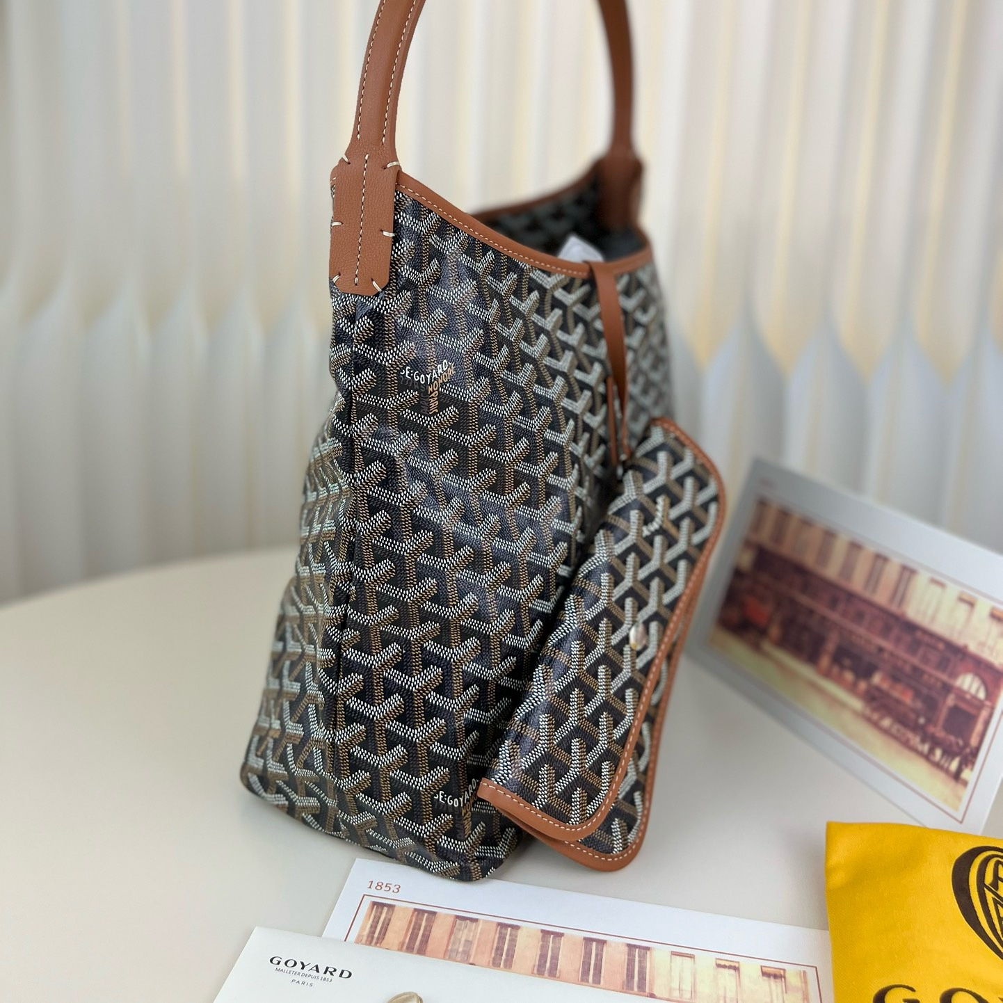 高仿Goyard*Hobo系列BOHEMET單肩子母手袋棕色免檢版