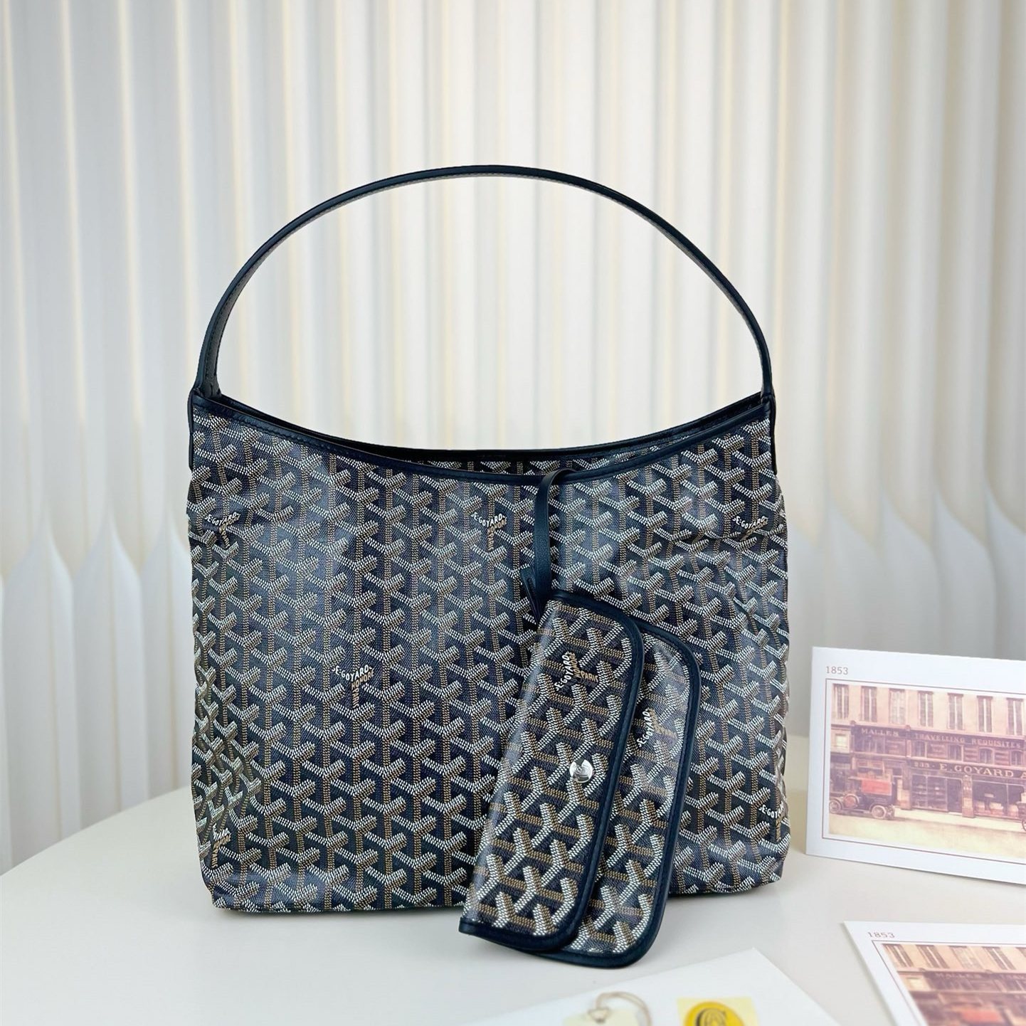 高仿Goyard*Hobo系列BOHEMER單肩子母手袋黑色免檢版