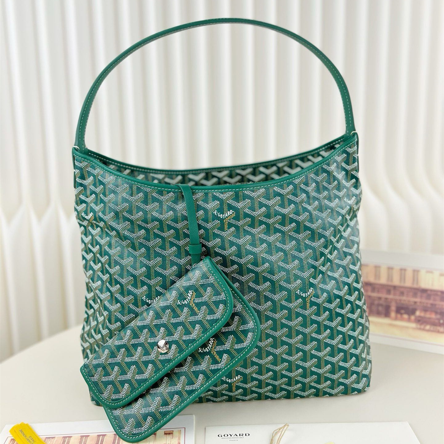 高仿Goyard*Hobo系列BOHEMEU單肩子母手袋綠色免檢版