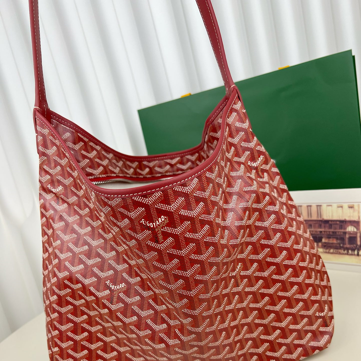 高仿Goyard*Hobo系列BOHEMEA單肩子母手袋紅色免檢版