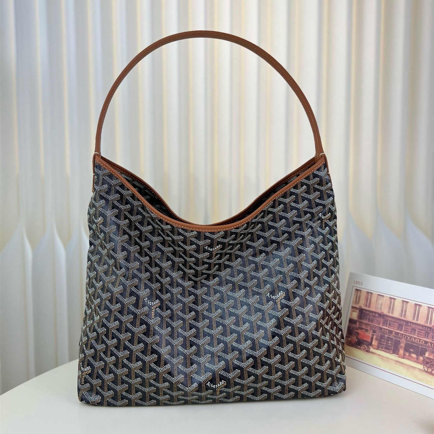 高仿Goyard*Hobo系列BOHEMET單肩子母手袋棕色免檢版