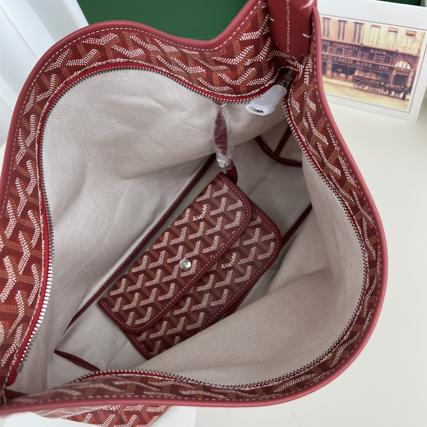 高仿Goyard*Hobo系列BOHEMEA單肩子母手袋紅色免檢版
