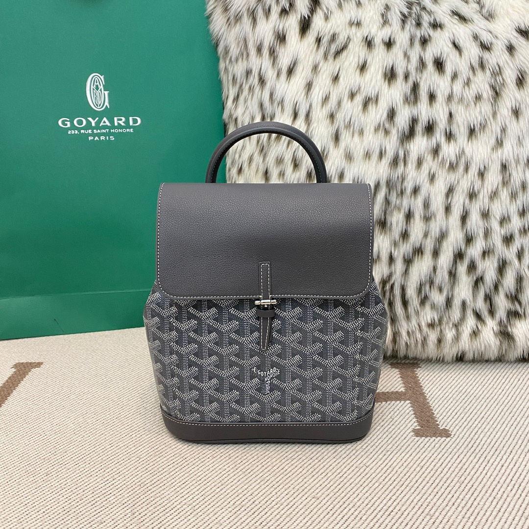 高仿Goyard*ALPIN5經典老花滿印雙肩包灰色免檢版