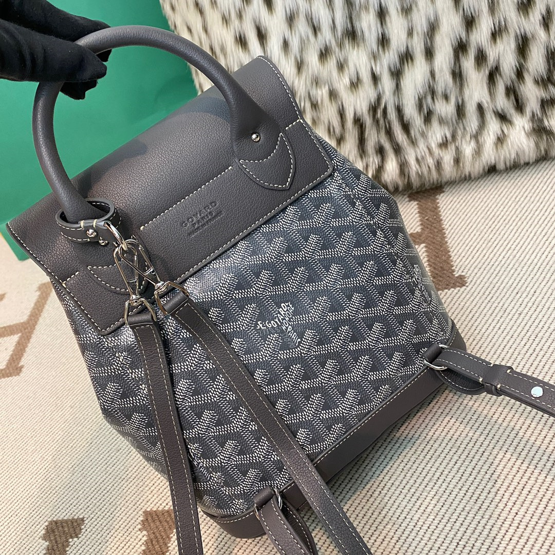 高仿Goyard*ALPIN5經典老花滿印雙肩包灰色免檢版