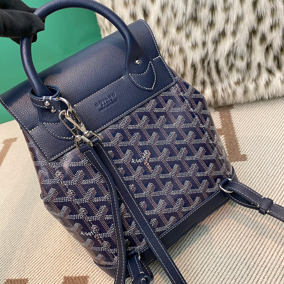 高仿Goyard*ALPIN3經典老花滿印雙肩包深藍免檢版