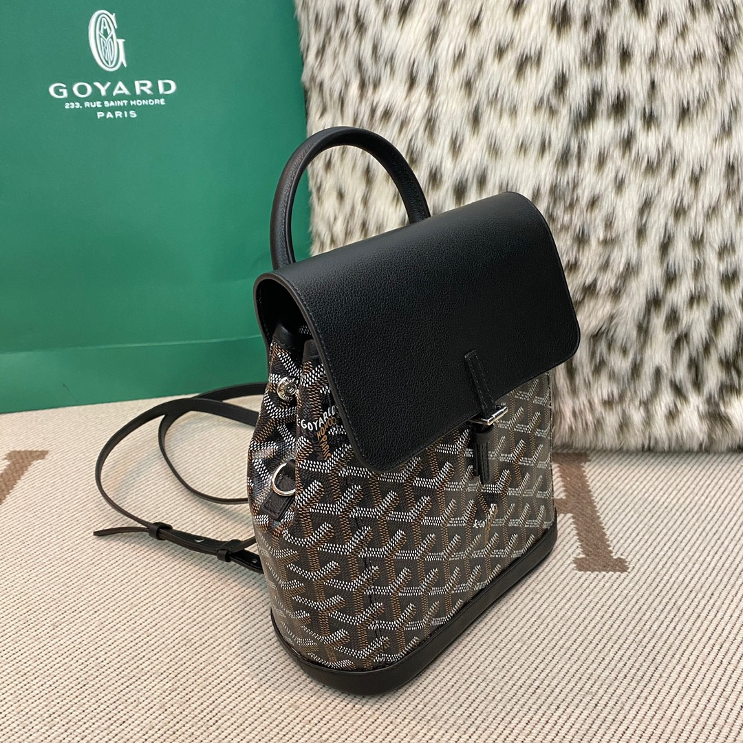 高仿Goyard*ALPIN4經典老花滿印雙肩包黑色免檢版