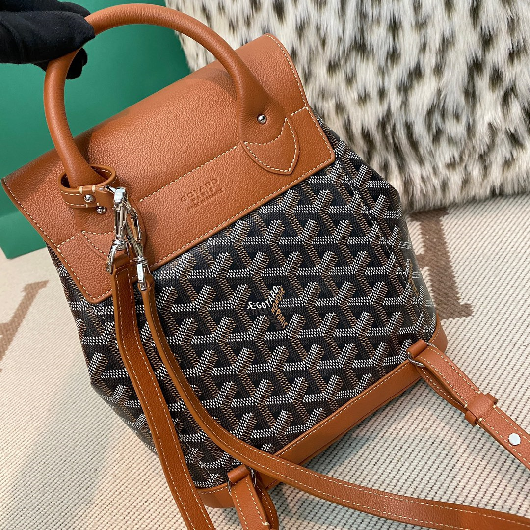 高仿Goyard*ALPIN2經典老花滿印雙肩包棕色免檢版