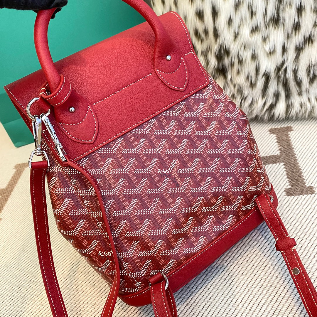 高仿Goyard*ALPIN7經典老花滿印雙肩包紅色免檢版