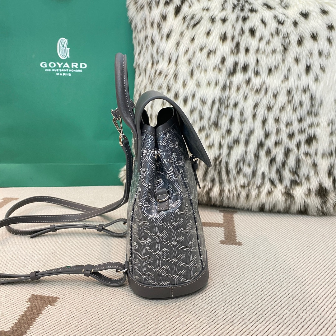 高仿Goyard*ALPIN5經典老花滿印雙肩包灰色免檢版