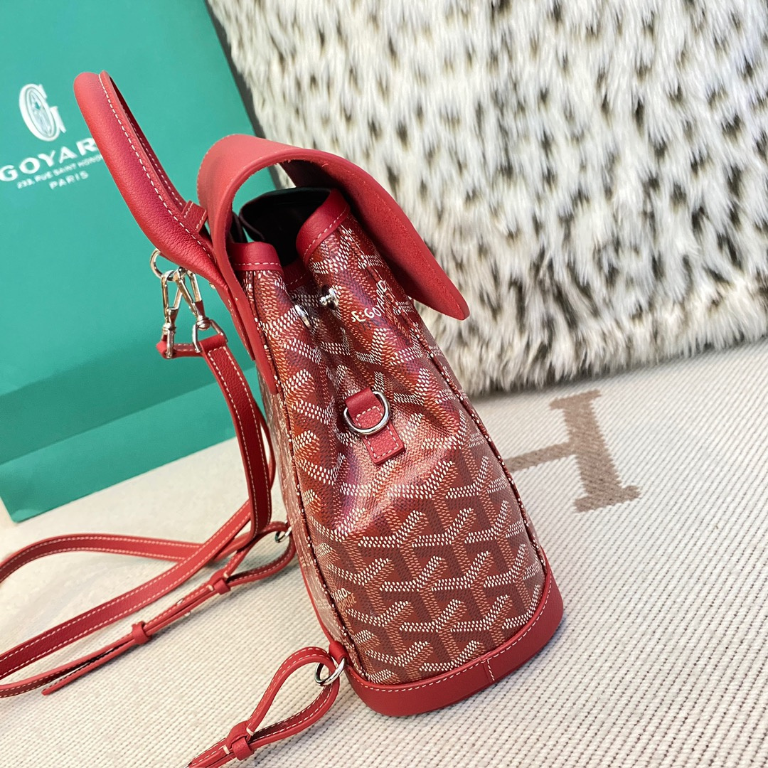 高仿Goyard*ALPIN7經典老花滿印雙肩包紅色免檢版