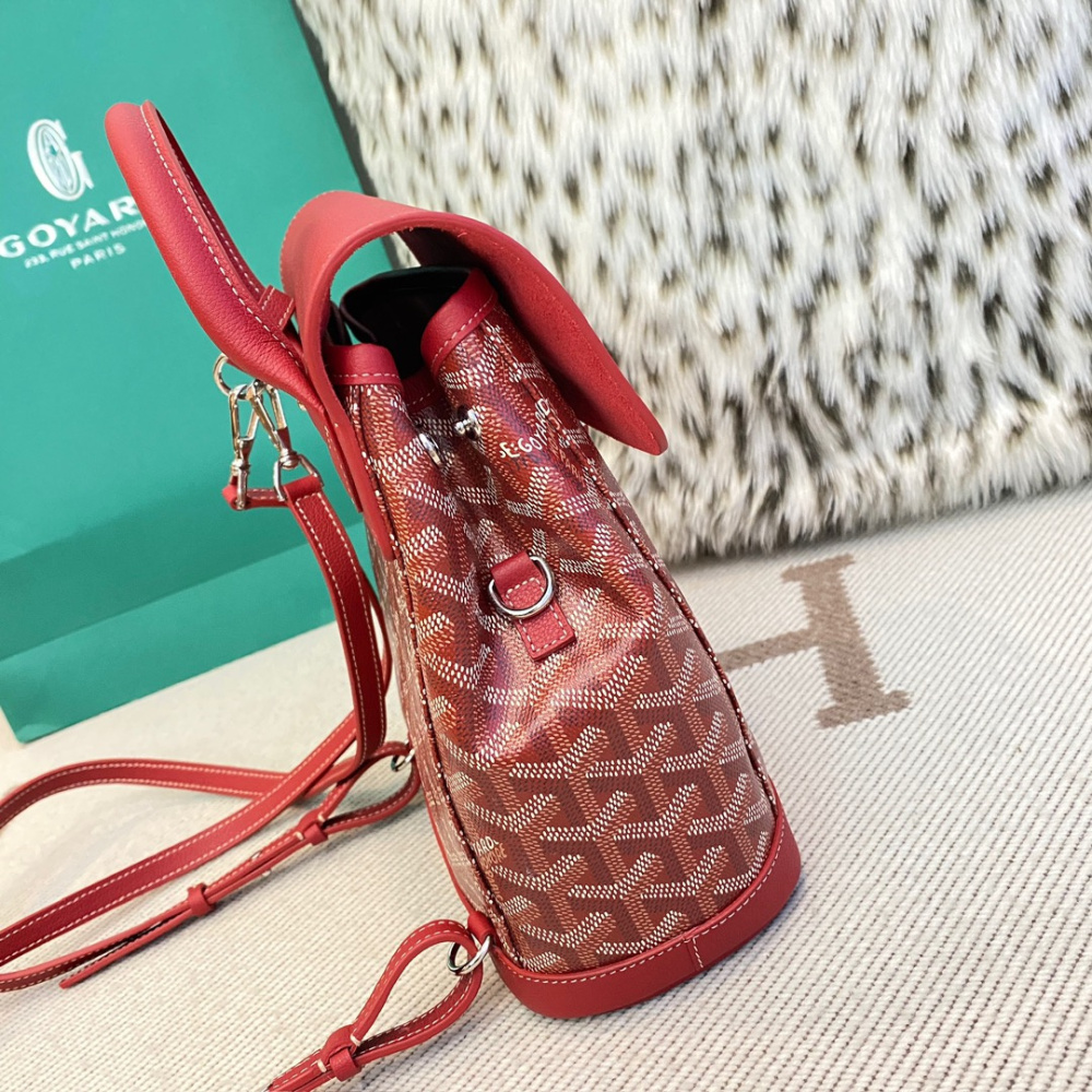 高仿Goyard*ALPIN7經典老花滿印雙肩包紅色免檢版