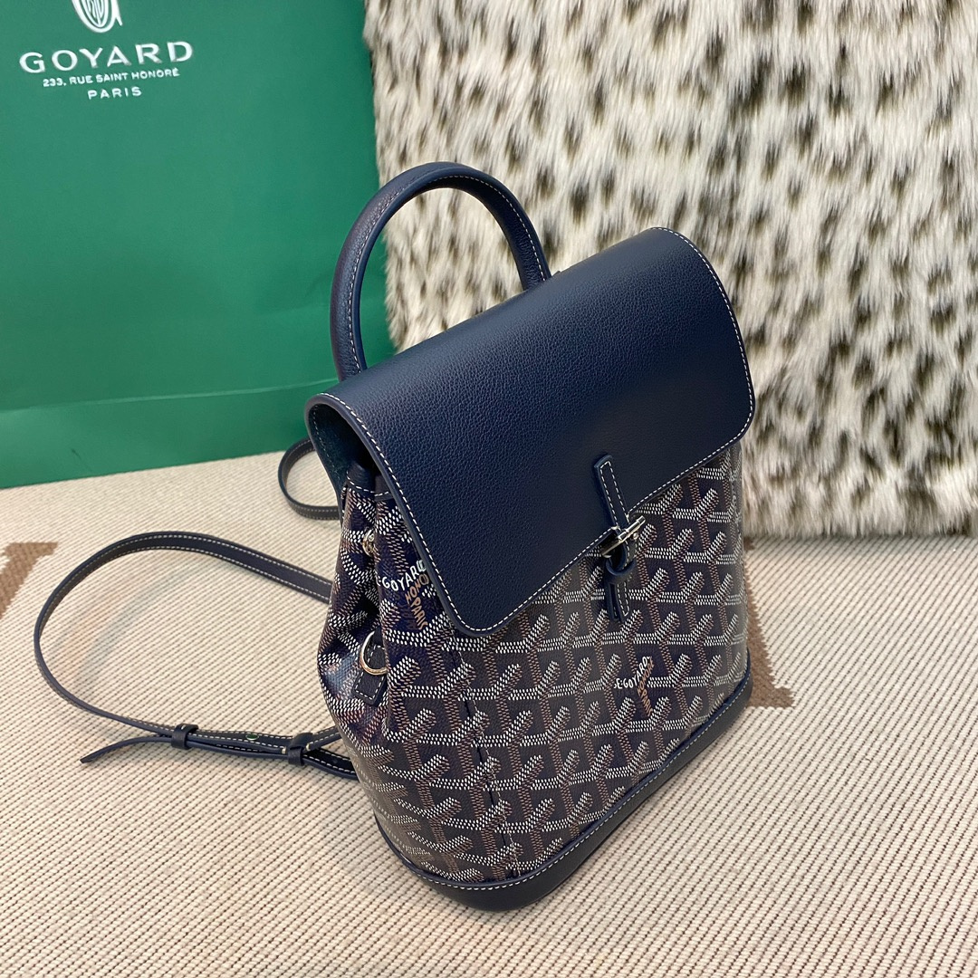 高仿Goyard*ALPIN3經典老花滿印雙肩包深藍免檢版