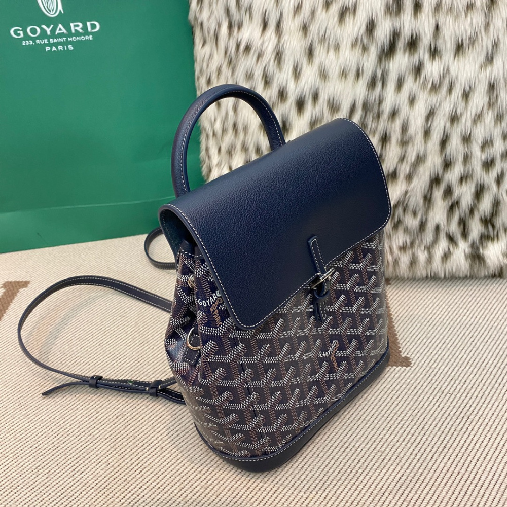 高仿Goyard*ALPIN3經典老花滿印雙肩包深藍免檢版
