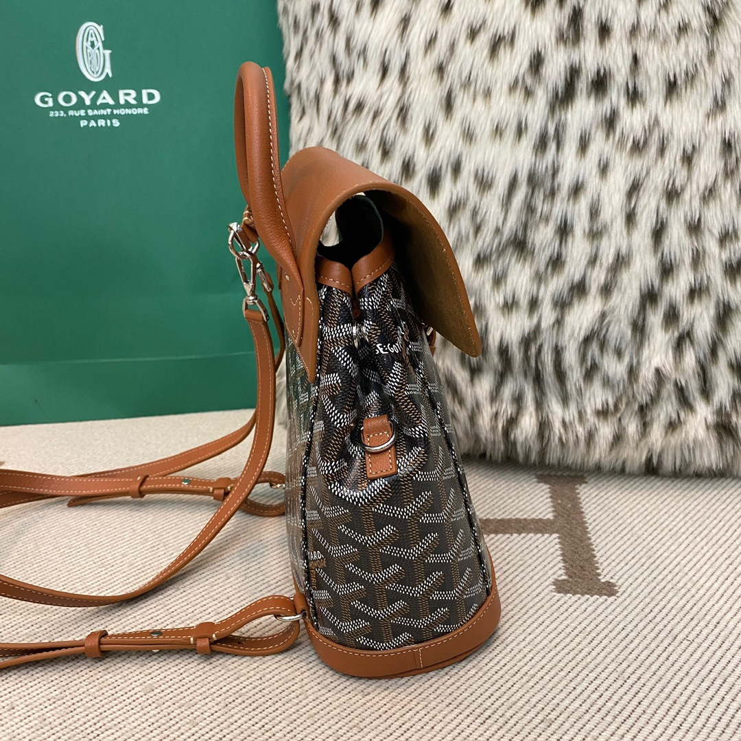 高仿Goyard*ALPIN2經典老花滿印雙肩包棕色免檢版