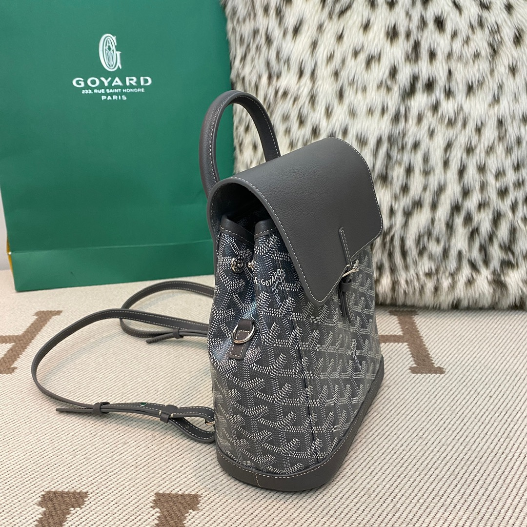 高仿Goyard*ALPIN5經典老花滿印雙肩包灰色免檢版