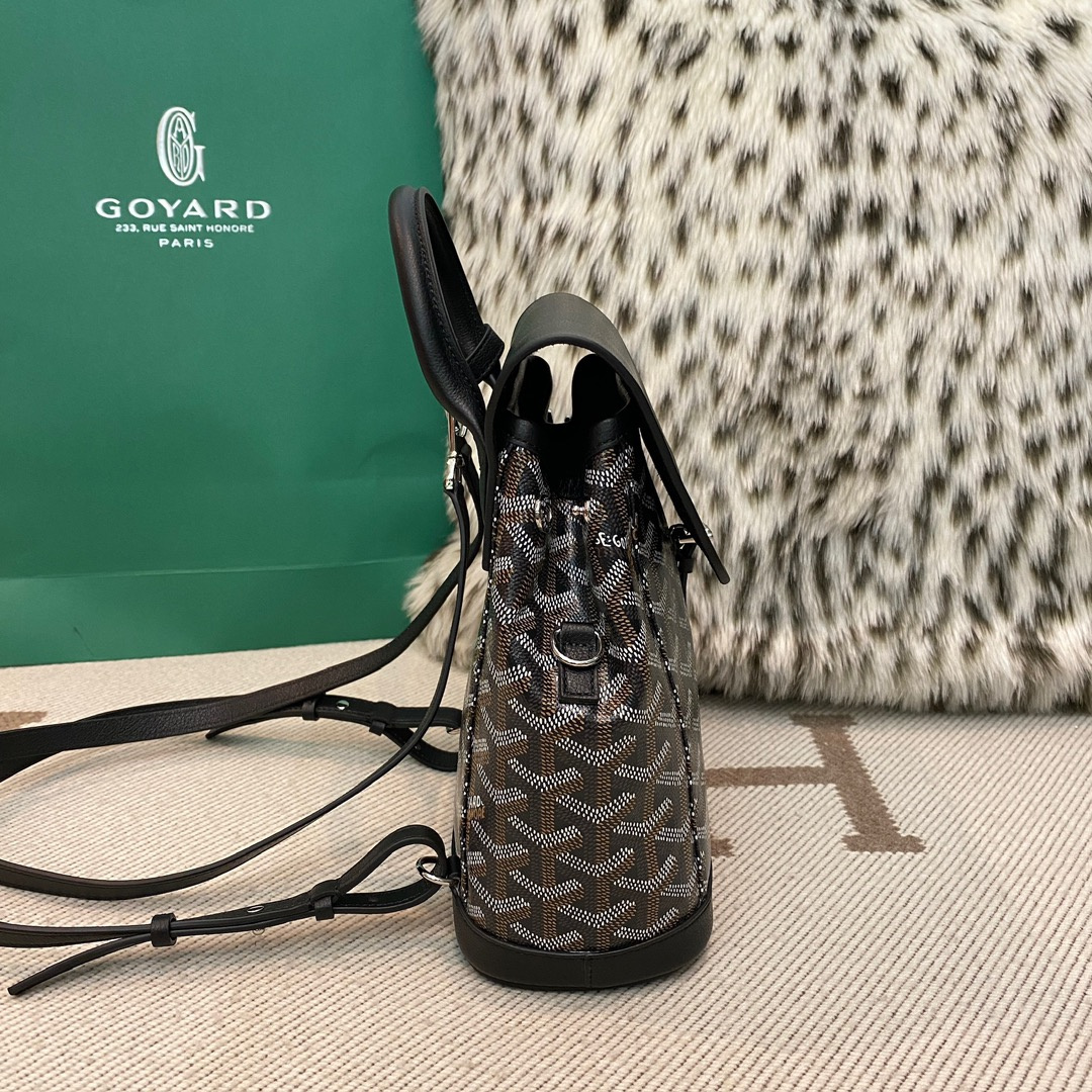 高仿Goyard*ALPIN4經典老花滿印雙肩包黑色免檢版