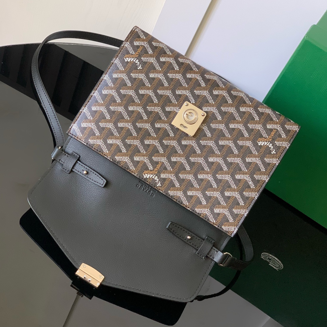 高仿Goyard*CHYPRE5帆布皮革信封袋男女同款黑色免檢版