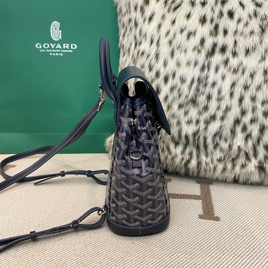 高仿Goyard*ALPIN3經典老花滿印雙肩包深藍免檢版