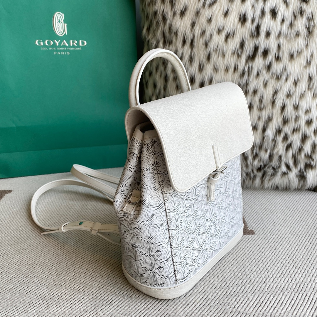 高仿Goyard*ALPIN6經典老花滿印雙肩包白色免檢版