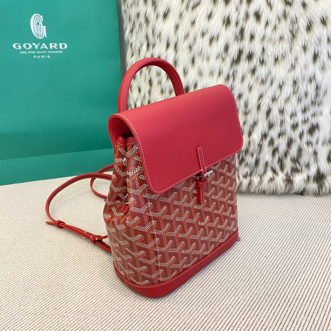 高仿Goyard*ALPIN7經典老花滿印雙肩包紅色免檢版