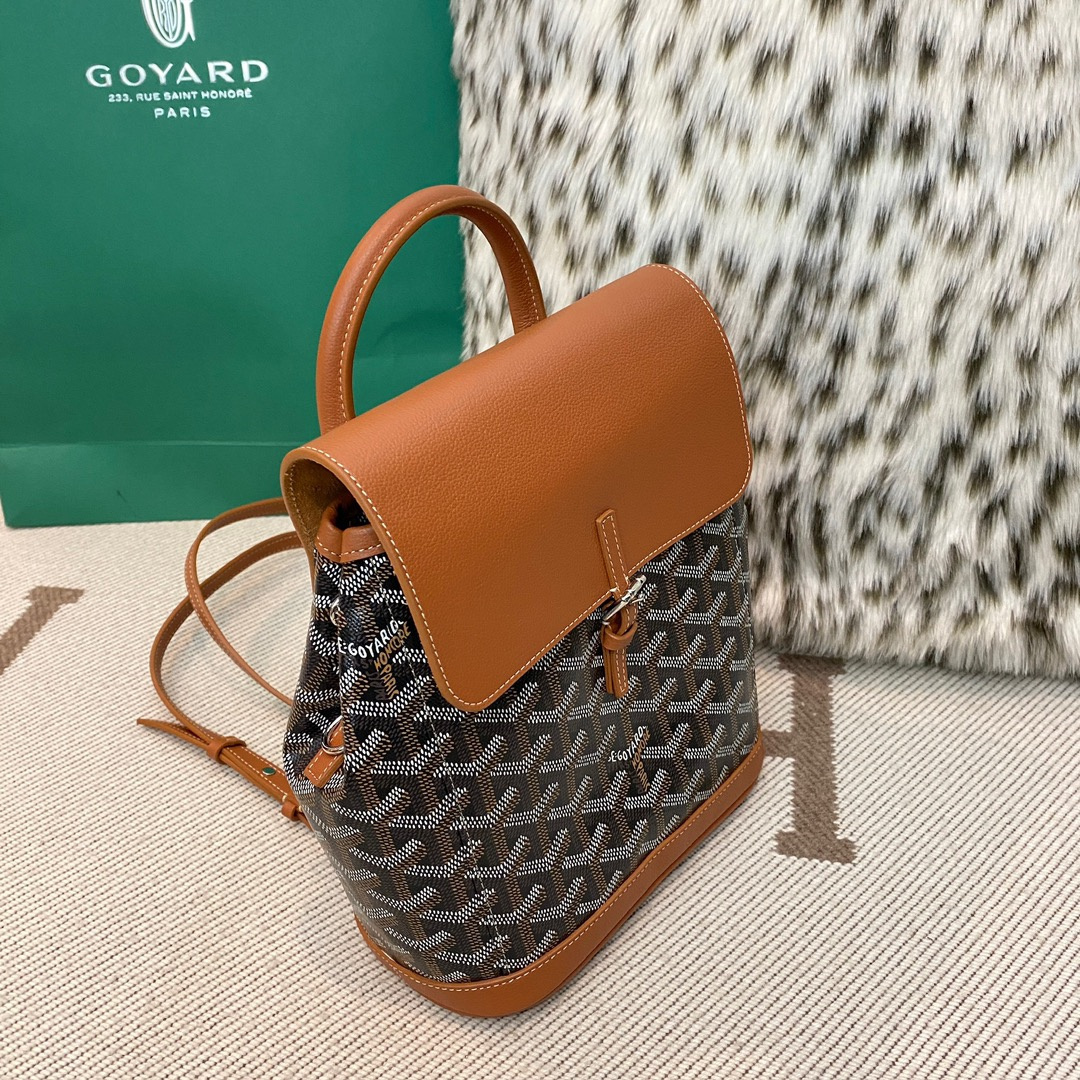 高仿Goyard*ALPIN2經典老花滿印雙肩包棕色免檢版