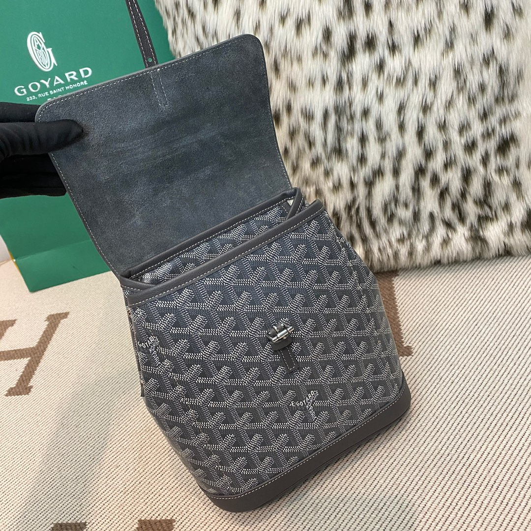 高仿Goyard*ALPIN5經典老花滿印雙肩包灰色免檢版