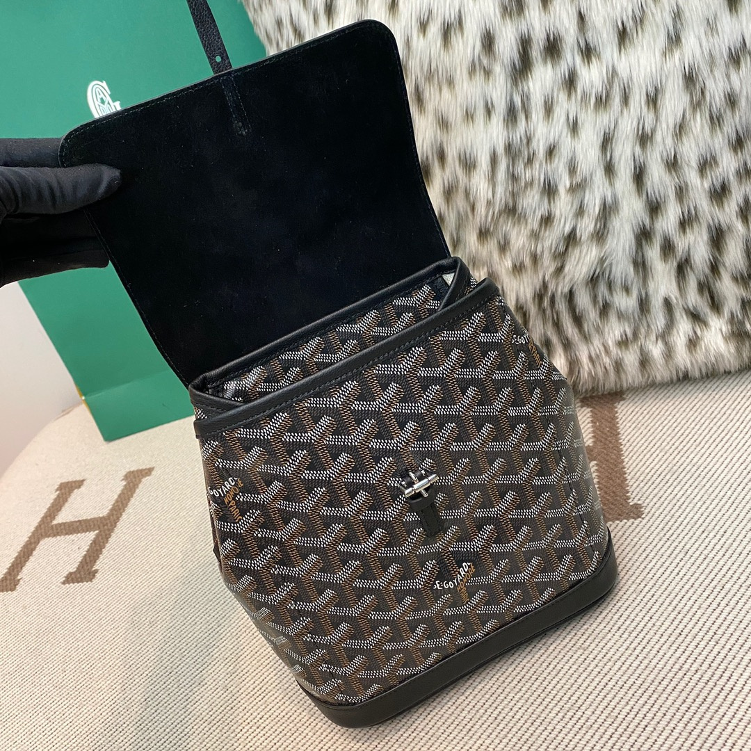 高仿Goyard*ALPIN4經典老花滿印雙肩包黑色免檢版