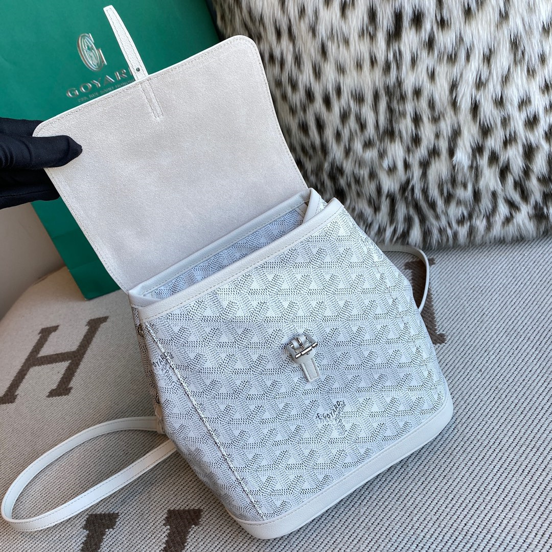 高仿Goyard*ALPIN6經典老花滿印雙肩包白色免檢版