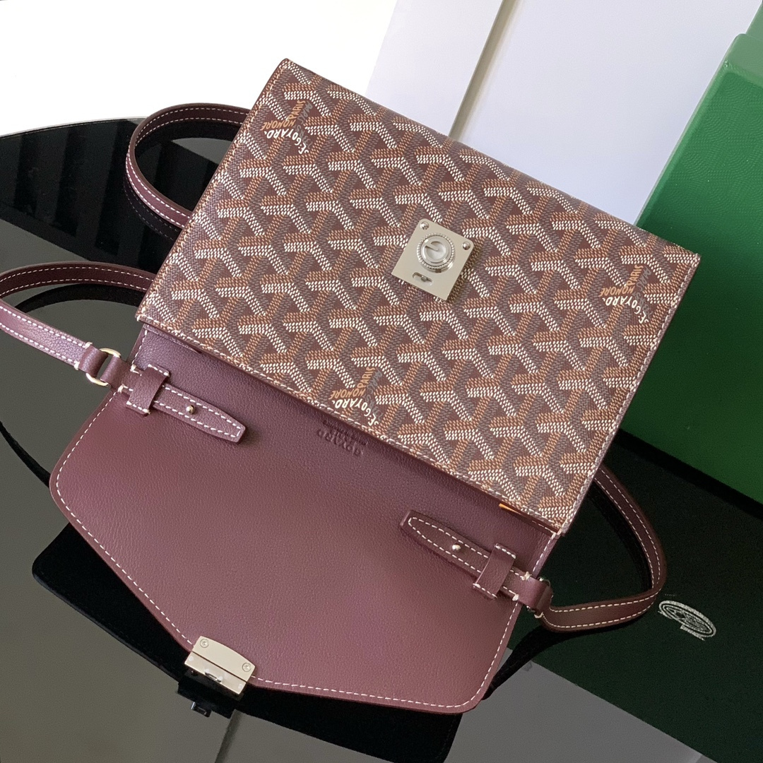 高仿Goyard*CHYPRE2帆布皮革信封袋男女同款朱紅免檢版