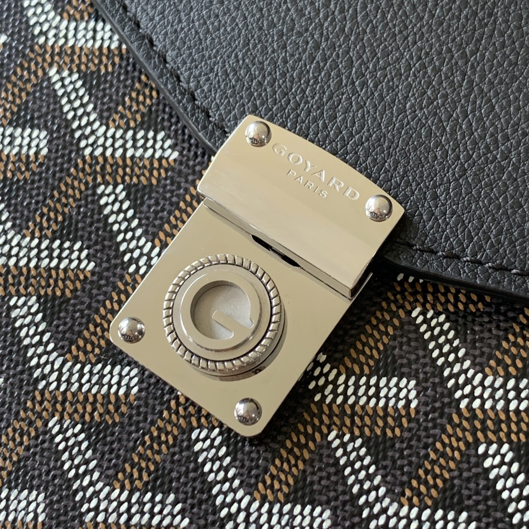 高仿Goyard*CHYPRE5帆布皮革信封袋男女同款黑色免檢版