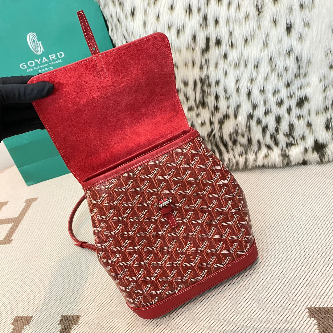 高仿Goyard*ALPIN7經典老花滿印雙肩包紅色免檢版