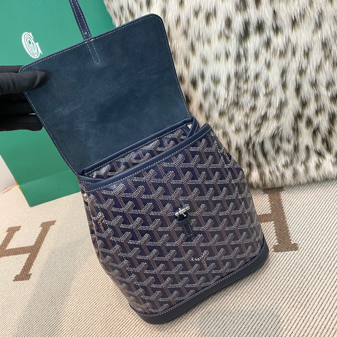 高仿Goyard*ALPIN3經典老花滿印雙肩包深藍免檢版