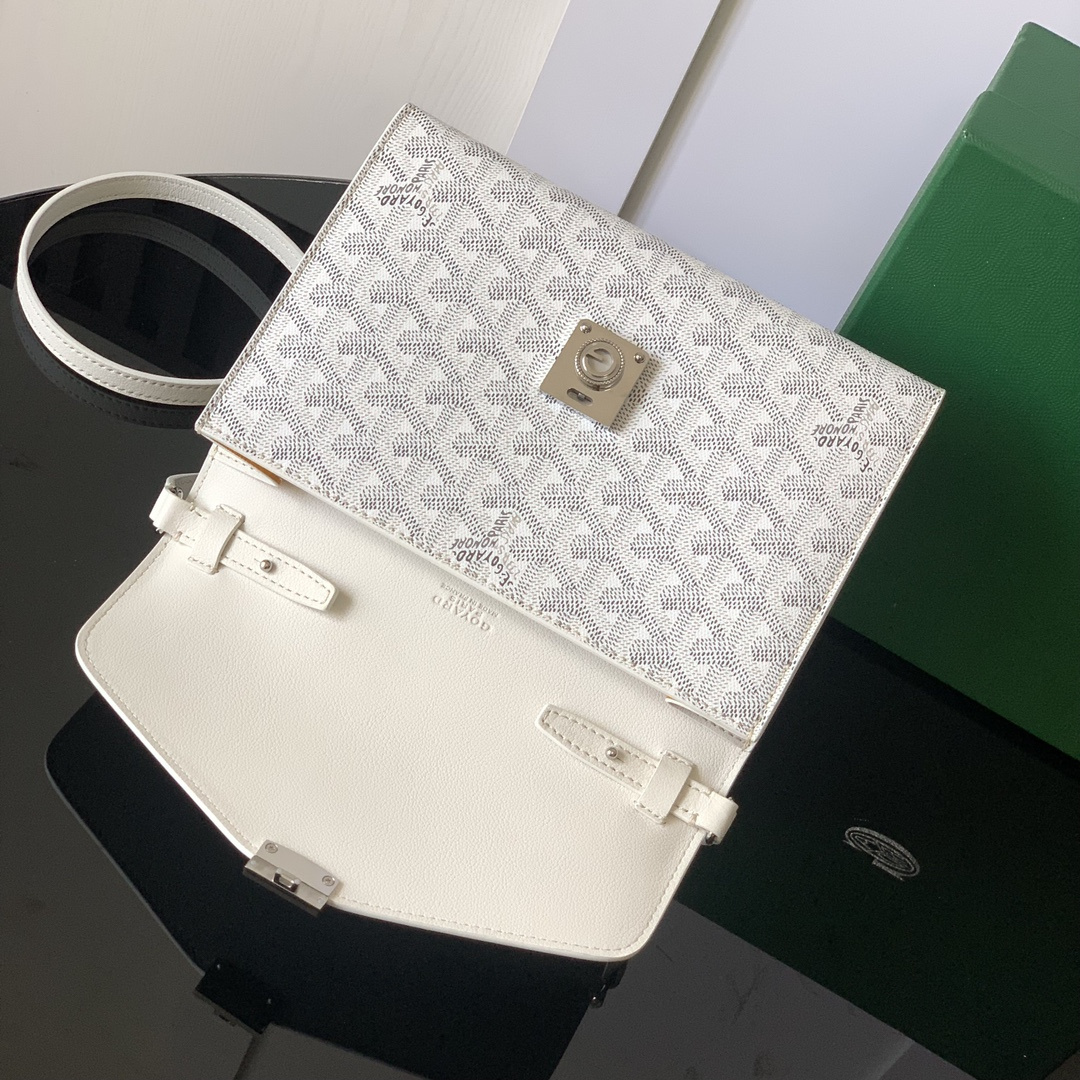 高仿Goyard*CHYPRE4帆布皮革信封袋男女同款白色免檢版