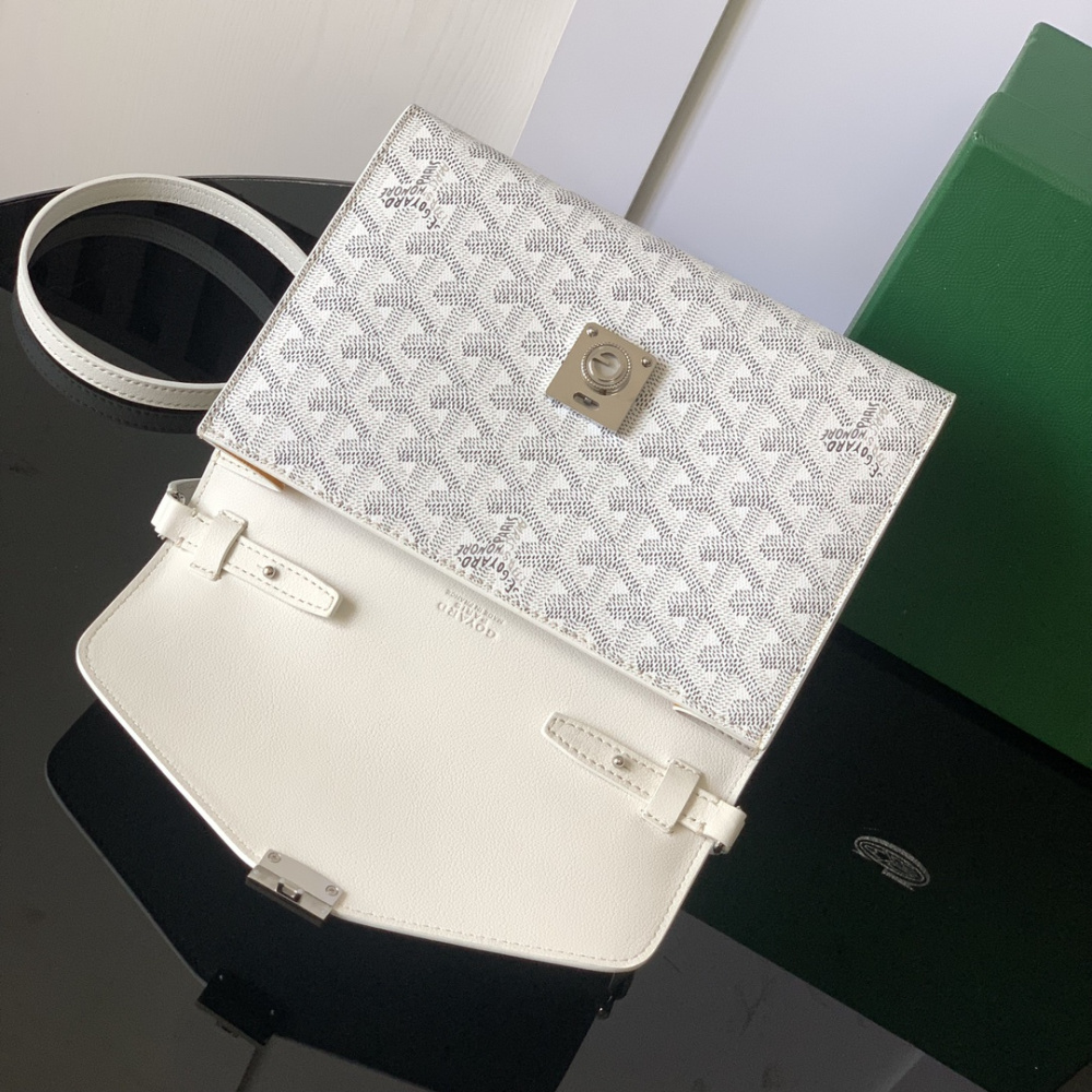 高仿Goyard*CHYPRE4帆布皮革信封袋男女同款白色免檢版