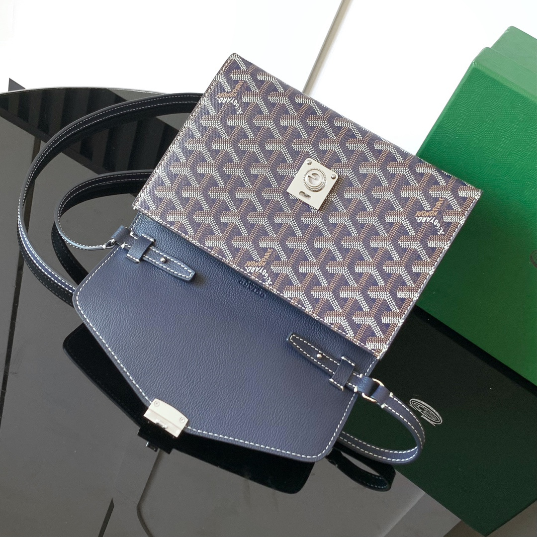 高仿Goyard*CHYPRE1帆布皮革信封袋男女同款藍色免檢版