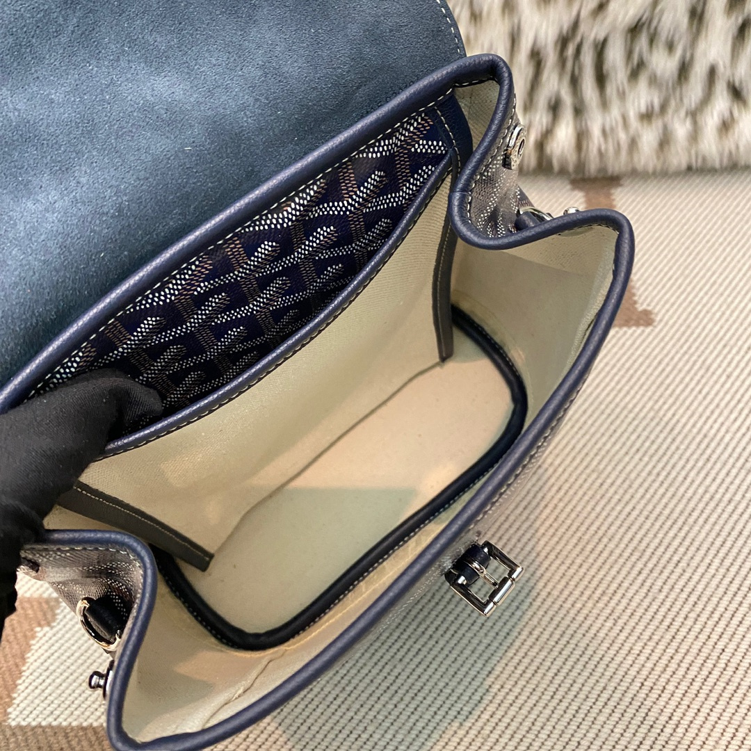 高仿Goyard*ALPIN3經典老花滿印雙肩包深藍免檢版