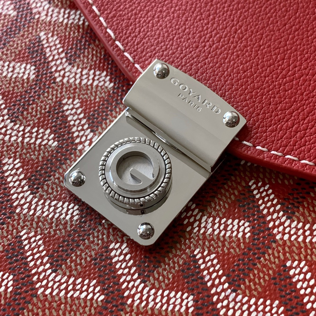 高仿Goyard*CHYPRE3帆布皮革信封袋男女同款紅色免檢版