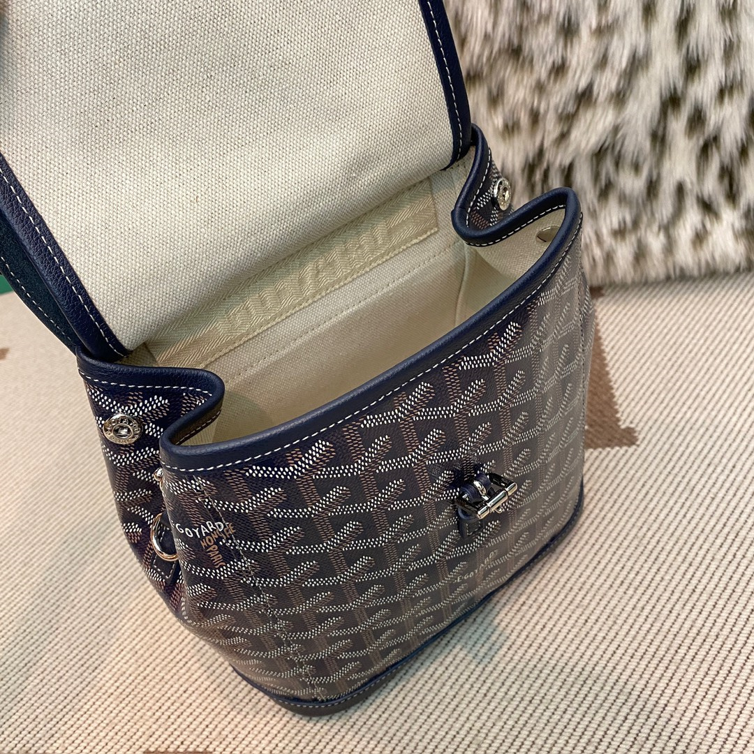 高仿Goyard*ALPIN3經典老花滿印雙肩包深藍免檢版