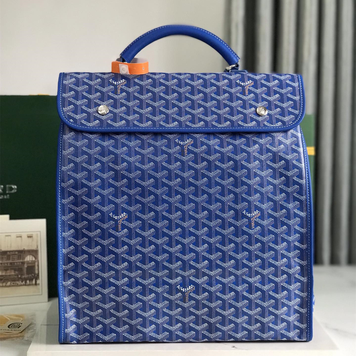 高仿Goyard*STLEGE5折疊雙肩背囊中號藍色免檢版