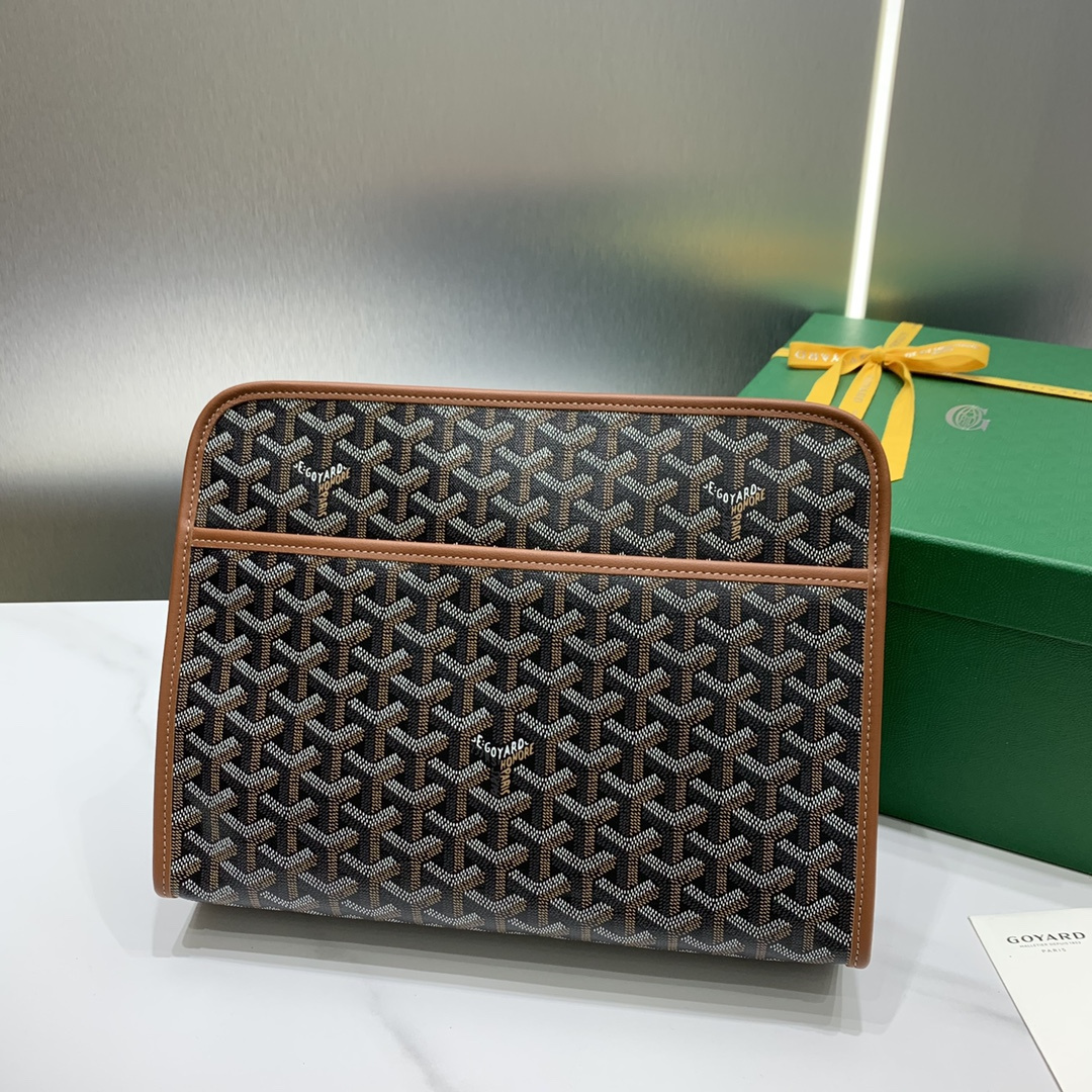高仿Goyard*JOUVEM2多功能洗漱手拿包棕色大號免檢版