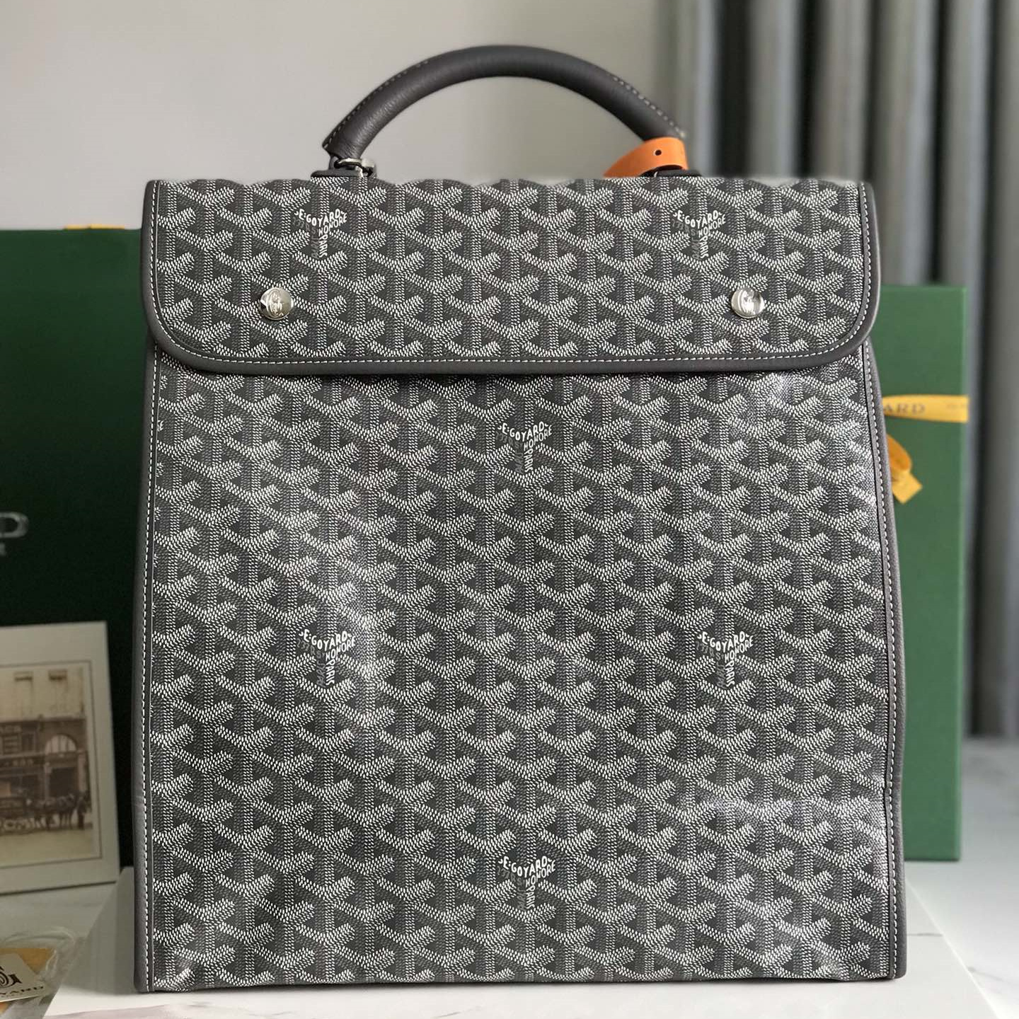 高仿Goyard*STLEGE4折疊雙肩背囊中號灰色免檢版