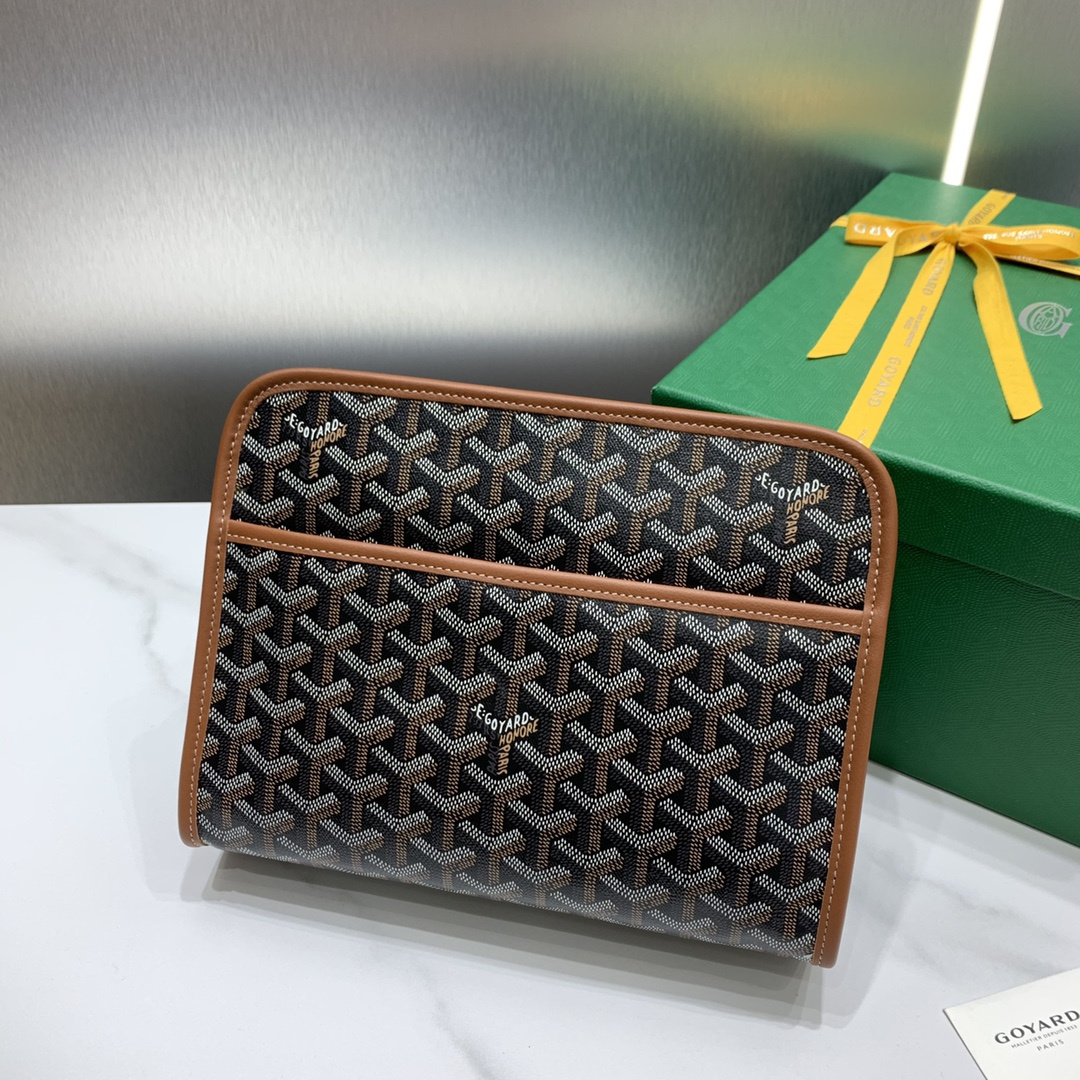 高仿Goyard*JOUVEN2多功能洗漱手拿包棕色小號免檢版