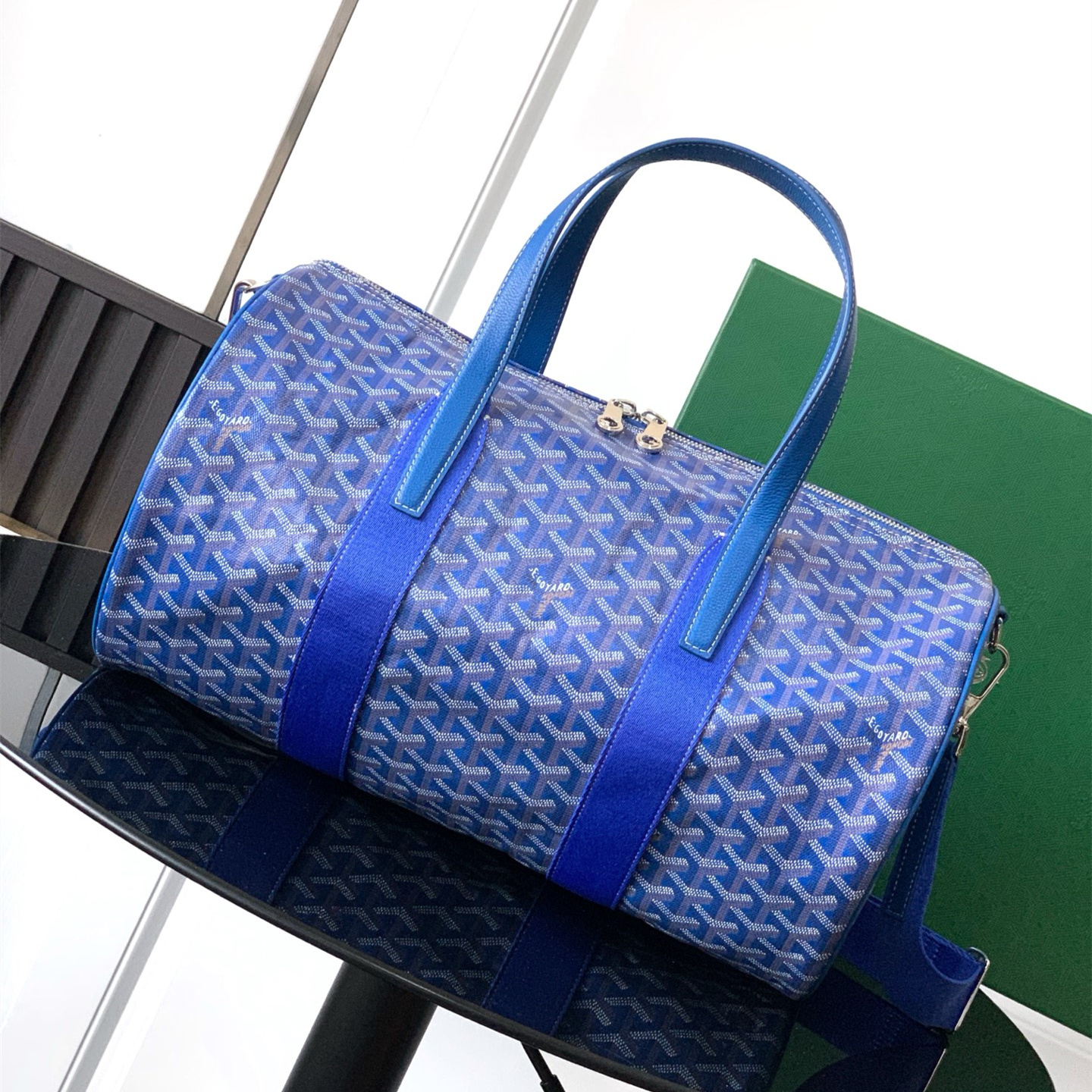 高仿Goyard*BARREL5運動手提旅行袋40藍色免檢版