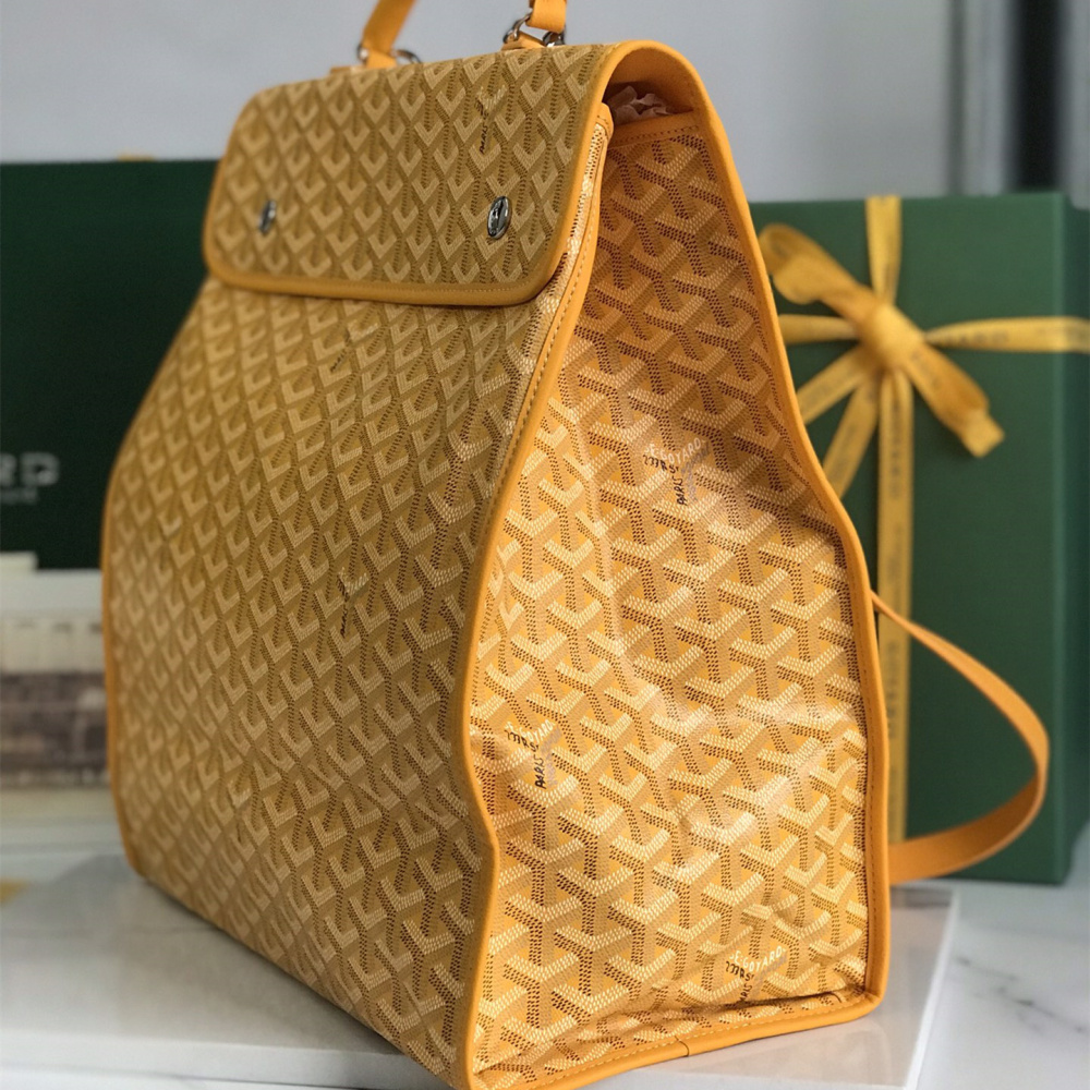 高仿Goyard*STLEGE6折疊雙肩背囊中號黃色免檢版