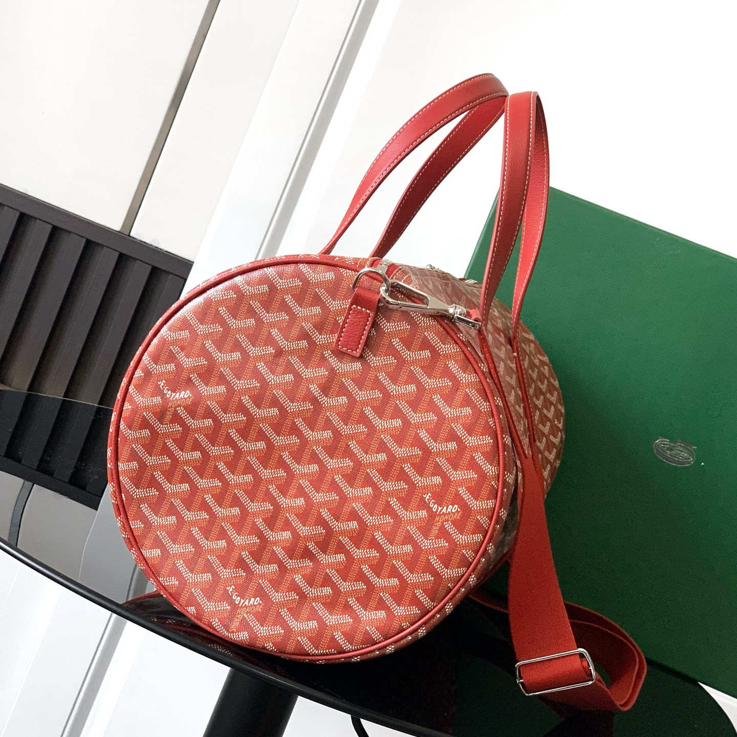 高仿Goyard*BARREL9運動手提旅行袋40紅色免檢版