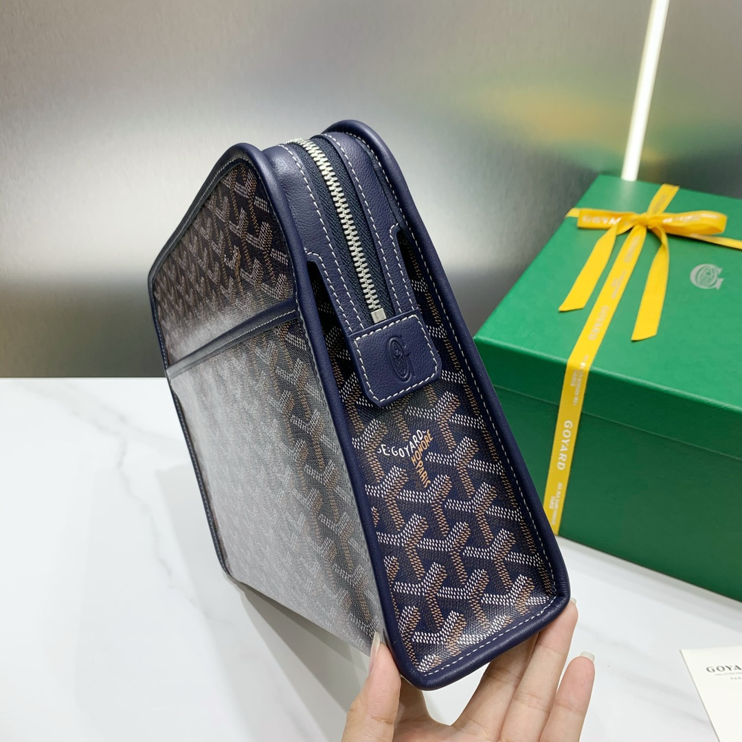 高仿Goyard*JOUVEM3多功能洗漱手拿包深藍大號免檢版